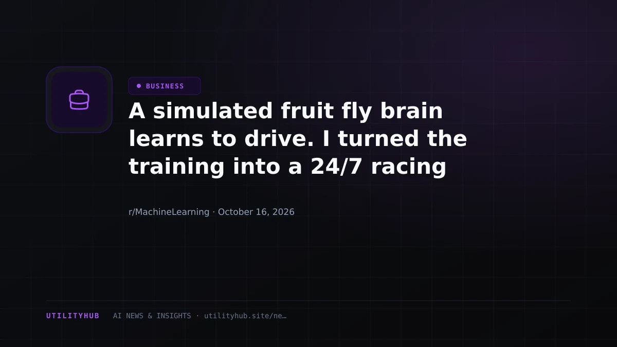 A simulated fruit fly brain learns to drive. I turned the training into a 24/7 racing league with Elo, seasons and family dynasties