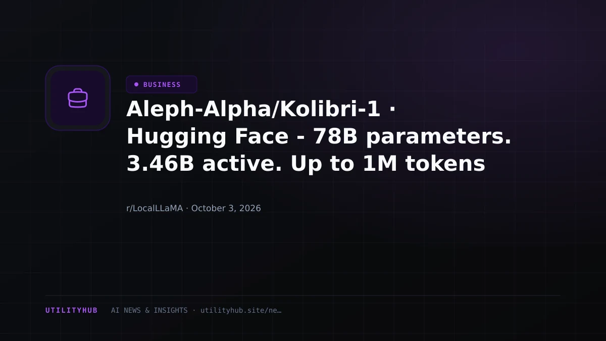 Visual reporting for Aleph-Alpha/Kolibri-1 · Hugging Face - 78B parameters. 3.46B active. Up to 1M tokens of context - Apache 2.0