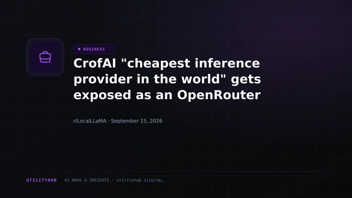 Visual for CrofAI "cheapest inference provider in the world" gets exposed as an OpenRouter wrapper, routing requests to smaller, cheaper models at up to 20x markup. CrofAI responds to Wire Fraud allegations by denying everything, then backtracking, then 3 hours later wiping their entire online presence