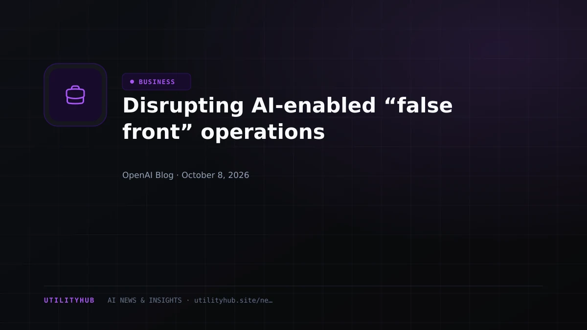 Visual reporting for Disrupting AI-enabled “false front” operations