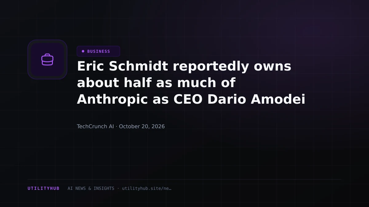 Visual reporting for Eric Schmidt reportedly owns about half as much of Anthropic as CEO Dario Amodei