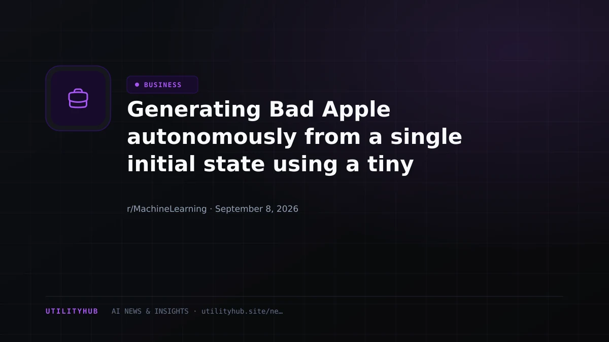 Visual for Generating Bad Apple autonomously from a single initial state using a tiny recurrent dynamical system (417k params)