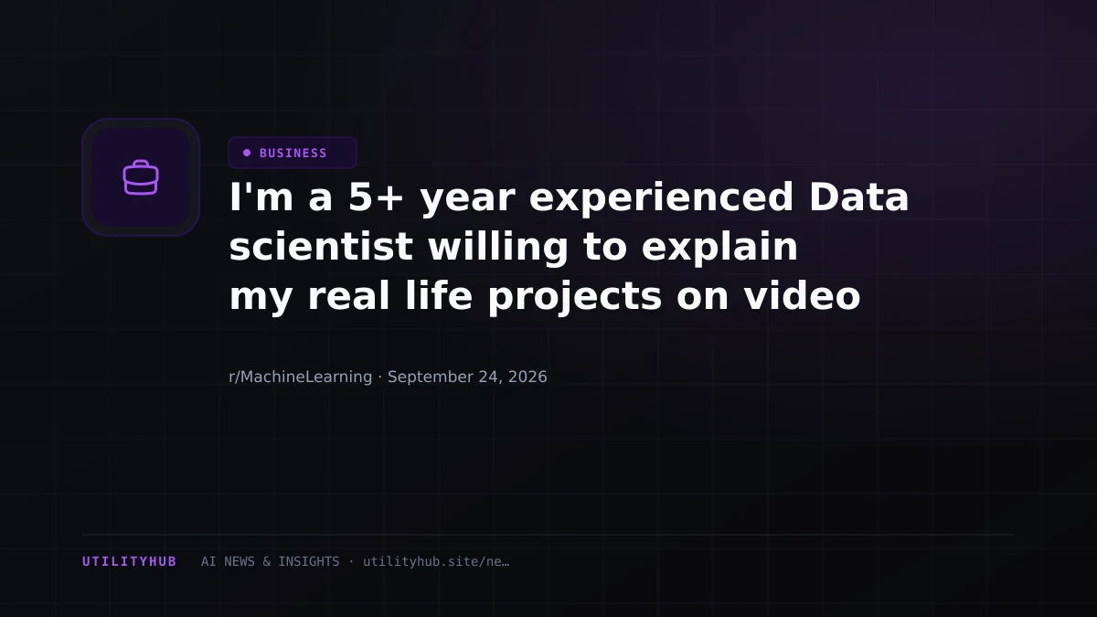 Visual for I'm a 5+ year experienced Data scientist willing to explain my real life projects on video call to someone willing to learn so that it can help with my Interview preparation