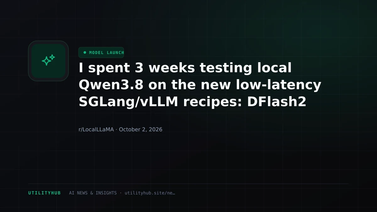 Visual reporting for I spent 3 weeks testing local Qwen3.8 on the new low-latency SGLang/vLLM recipes: DFlash2 2.8x. Builds: RadixArk + Inferact 27B NVFP4, 27B BF16, orcarouter 27B Uncensored, Flash-Next NVFP4