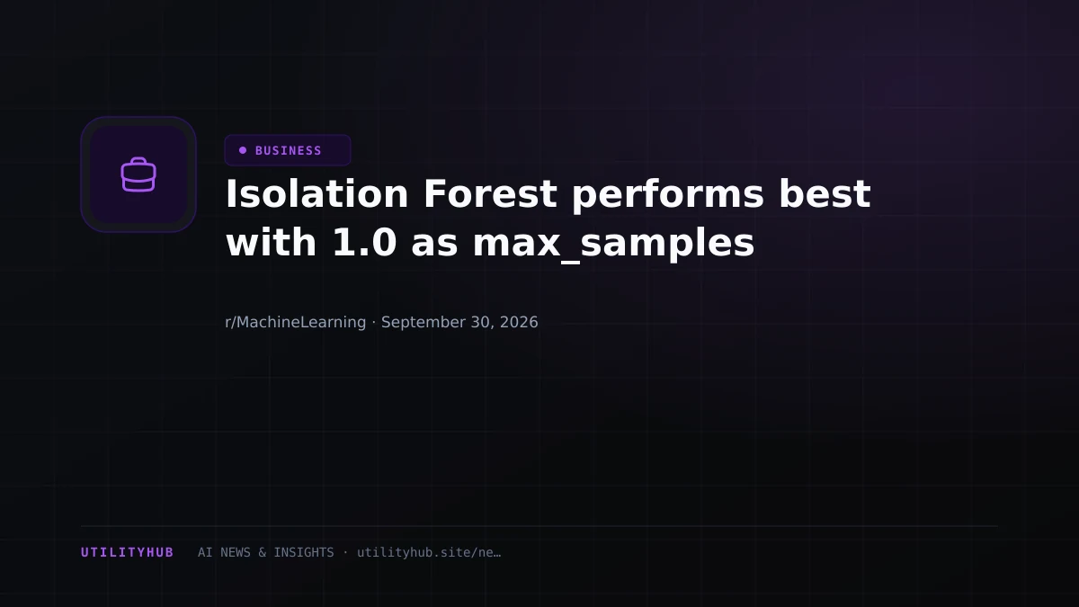 Visual reporting for Isolation Forest performs best with 1.0 as max_samples