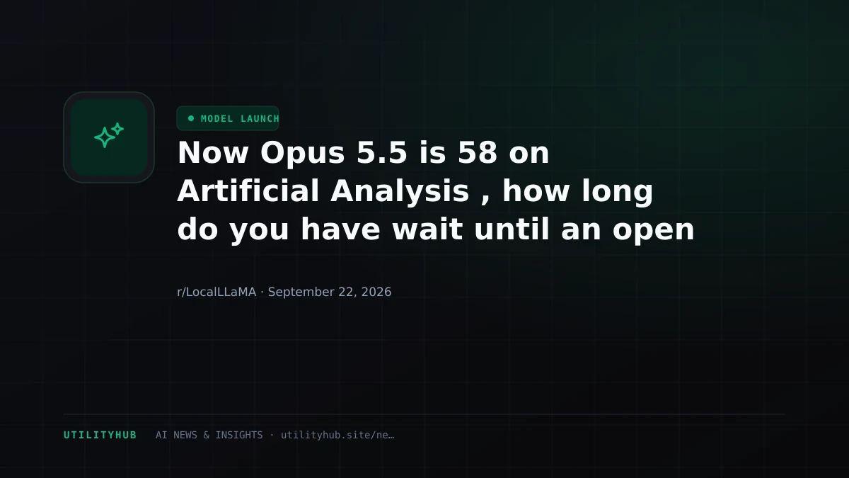 Visual for Now Opus 5.5 is 58 on Artificial Analysis , how long do you have wait until an open model hits 58?