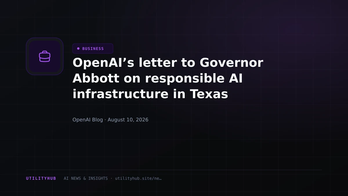 Visual for OpenAI’s letter to Governor Abbott on responsible AI infrastructure in Texas
