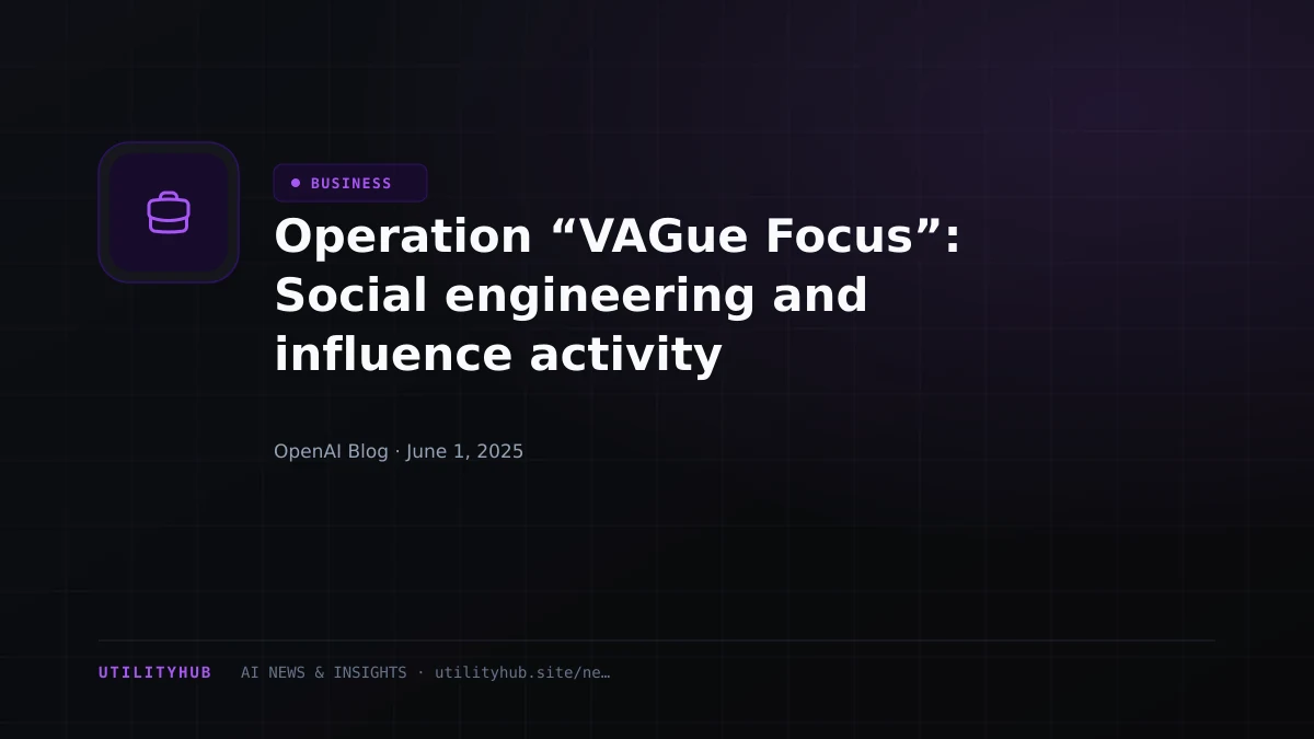 Visual reporting for Operation “VAGue Focus”: Social engineering and influence activity