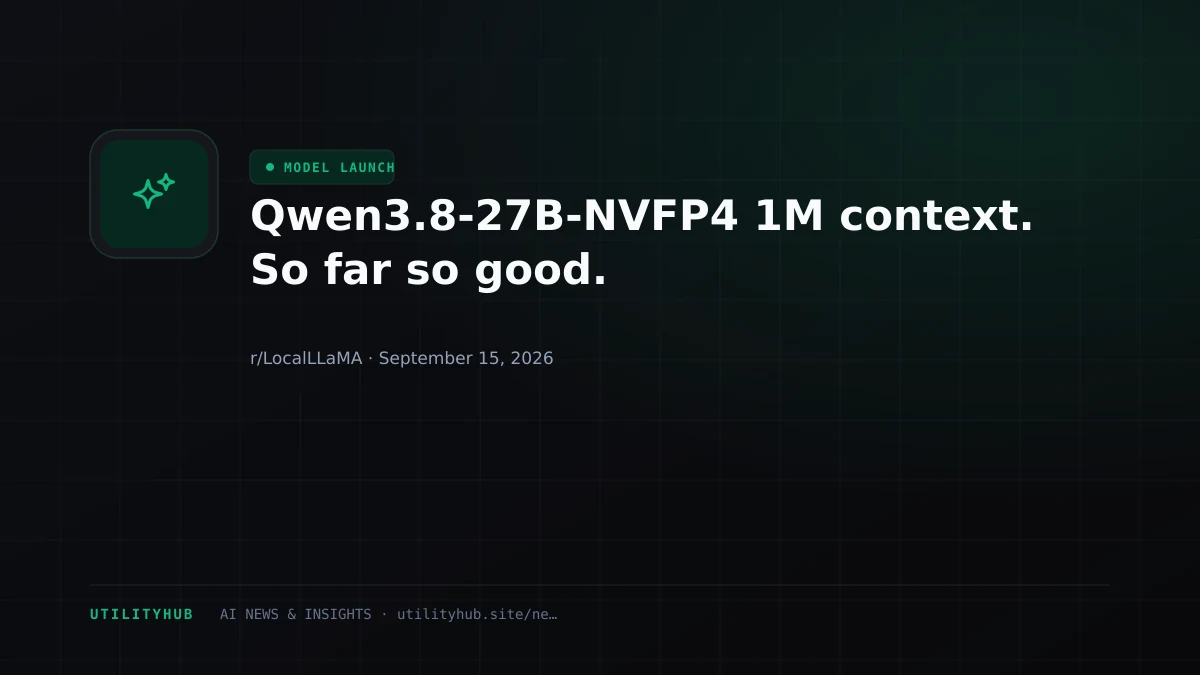 Visual for Qwen3.8-27B-NVFP4 1M context. So far so good.