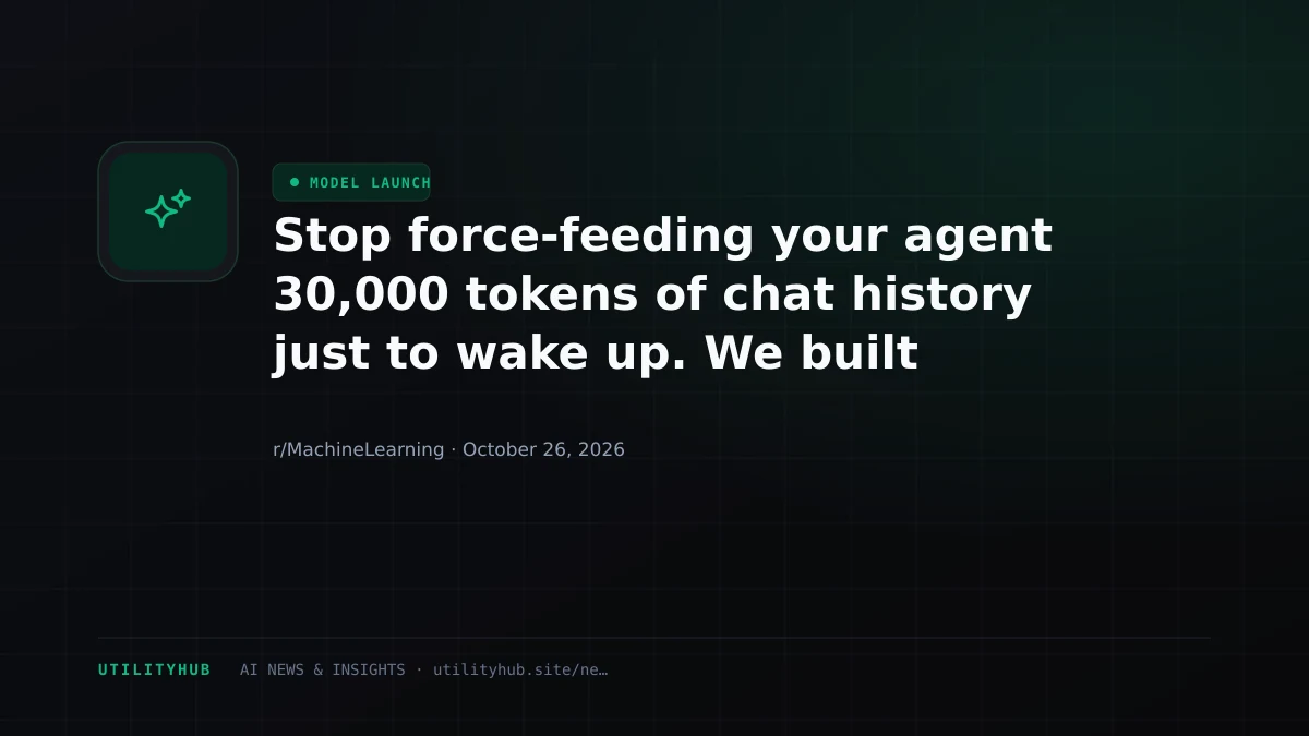 Stop force-feeding your agent 30,000 tokens of chat history just to wake up. We built DUMEdb (Apache 2.0) — 220-token zero-turn wake using 1959 IBM unit-record principles.