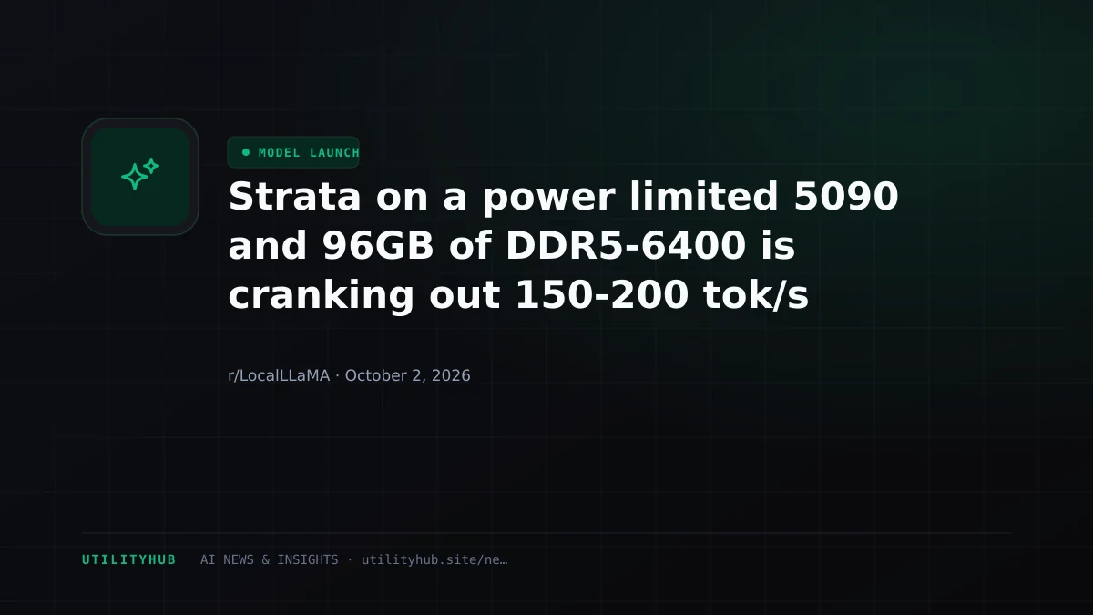 Visual reporting for Strata on a power limited 5090 and 96GB of DDR5-6400 is cranking out 150-200 tok/s decode and 5-6k prefill! Qwen3.8-Flash-Next at IQ3_S, CTX at 128k tokens (8-bit).