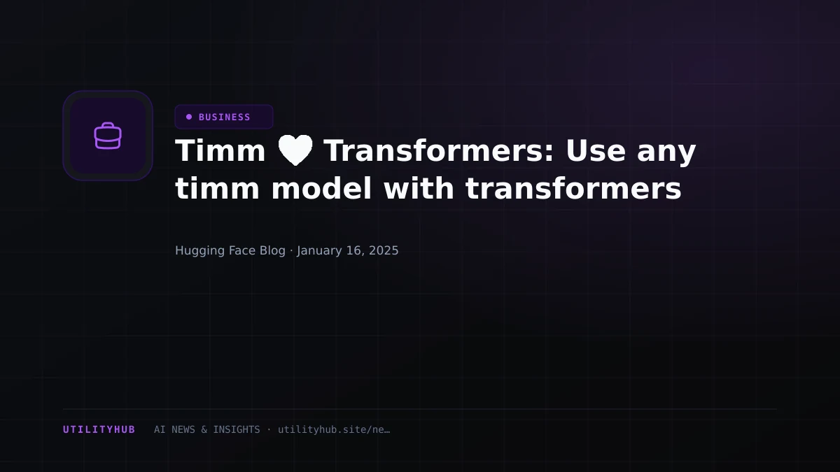 Visual reporting for Timm ❤️ Transformers: Use any timm model with transformers