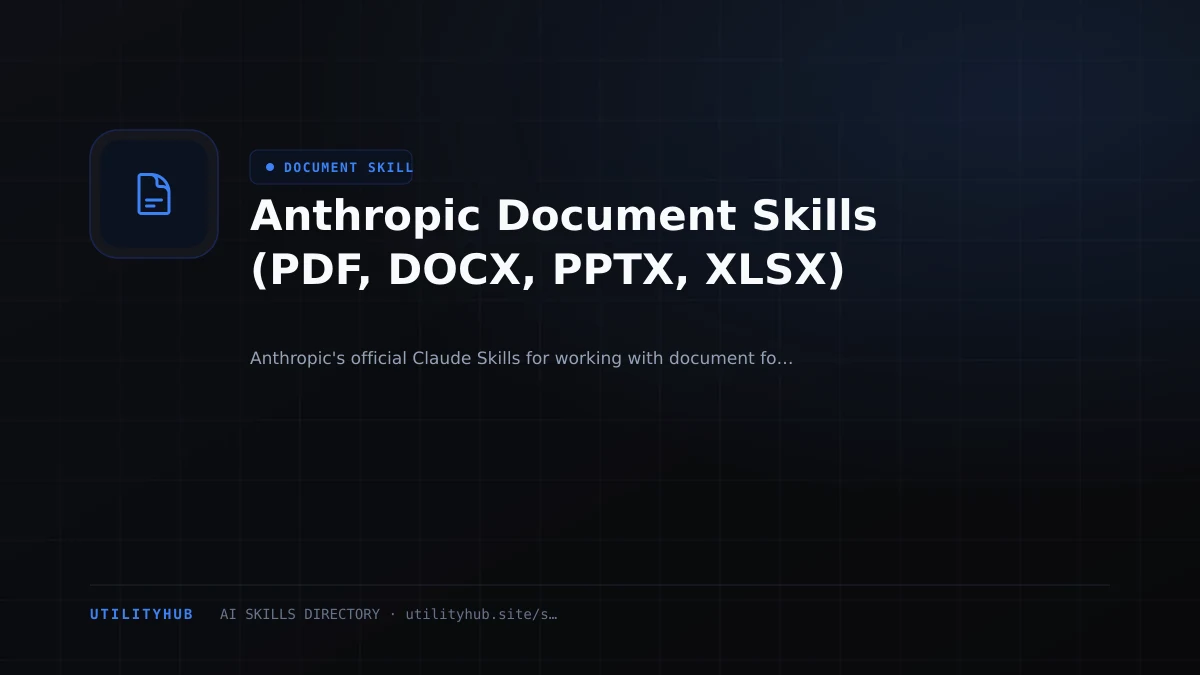 Visual setup and architecture guide for Anthropic Document Skills (PDF, DOCX, PPTX, XLSX)