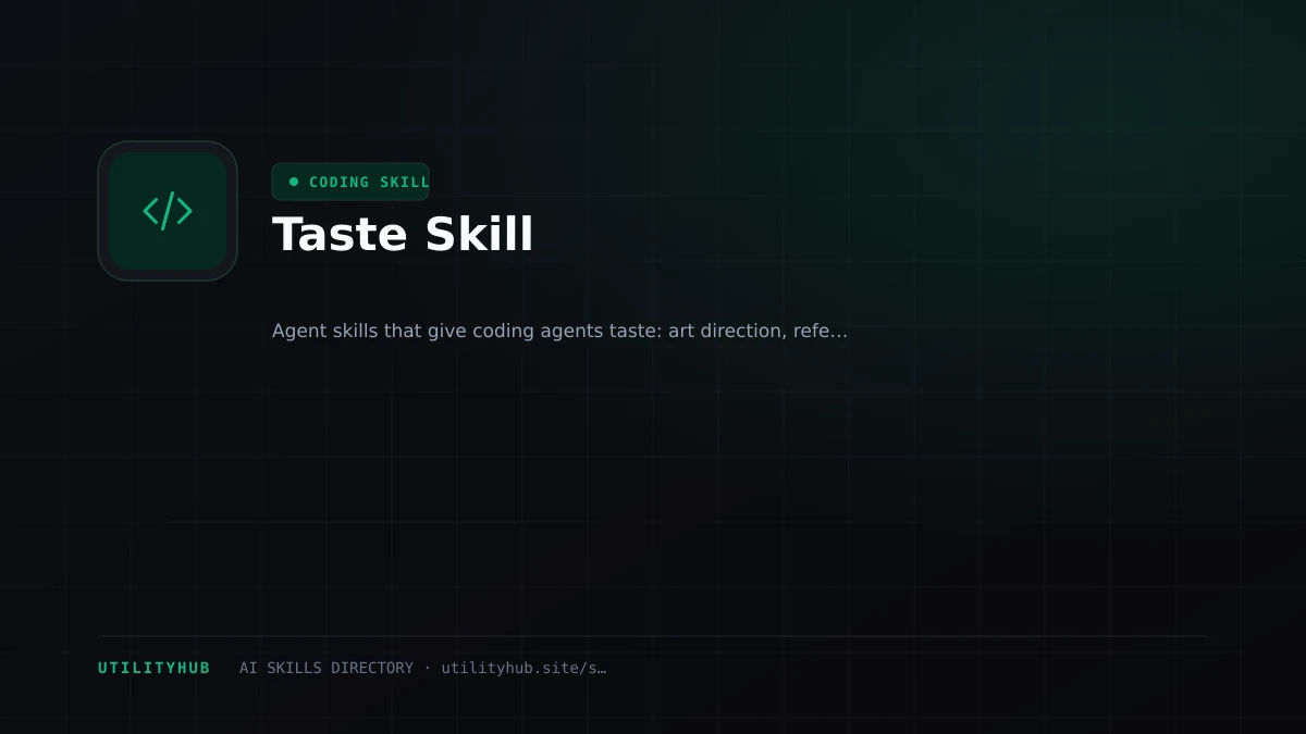 Visual setup and architecture guide for Taste Skill